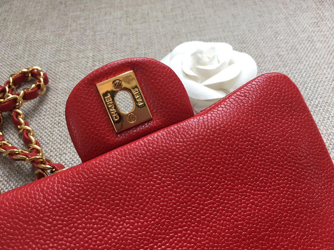 Mini Classic Flap Caviar Bag A01115 Red/Gold